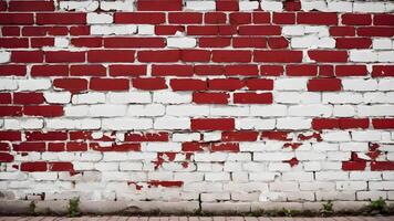 AI generated Red and white brick wall texture background. Red and white brick wall. photo