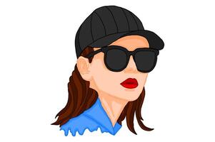 Summer Theme Woman Wearing Sunglasses Vector