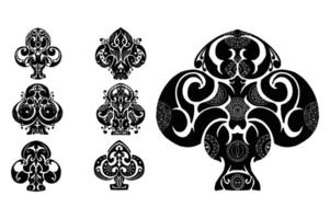 conjunto de negro trébol ornamento vector