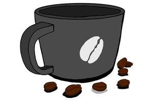 A Cup of Coffee And Coffee Bean Vector