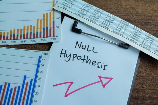 Concept of Null Hypothesis write on paperwork isolated on wooden background. photo