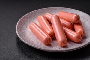 Delicious fresh vegetarian sausage or sausage made from vegetable protein tofu or seitan photo