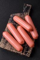 Delicious fresh vegetarian sausage or sausage made from vegetable protein tofu or seitan photo