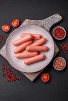 Delicious fresh vegetarian sausage or sausage made from vegetable protein tofu or seitan photo