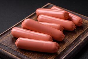 Delicious fresh vegetarian sausage or sausage made from vegetable protein tofu or seitan photo