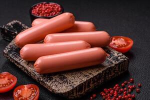 Delicious fresh vegetarian sausage or sausage made from vegetable protein tofu or seitan photo