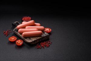 Delicious fresh vegetarian sausage or sausage made from vegetable protein tofu or seitan photo