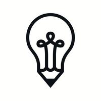 light bulb with pen business logo design template vector