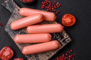 Delicious fresh vegetarian sausage or sausage made from vegetable protein tofu or seitan photo