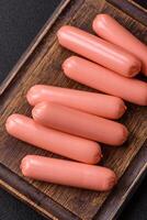 Delicious fresh vegetarian sausage or sausage made from vegetable protein tofu or seitan photo