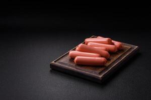 Delicious fresh vegetarian sausage or sausage made from vegetable protein tofu or seitan photo