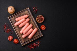 Delicious fresh vegetarian sausage or sausage made from vegetable protein tofu or seitan photo