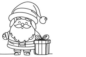 AI generated ne Continuous black line art drawing of Merry Christmas tree. Hand drawn of Santa Claus outline doodle vector illustration