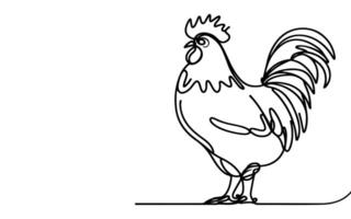 AI generated Continuous one line drawing chicken or hen outline doodle linear vector on white background