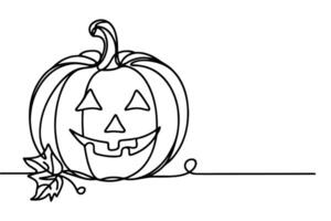 AI generated one Continuous black line drawing of pumpkin and ghost Halloween concept outline doodle vector illustration on white background