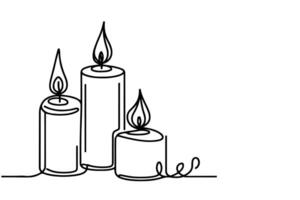 AI generated Continuous one black line drawing of candle light outline doodle vector illustration isolated on white background.