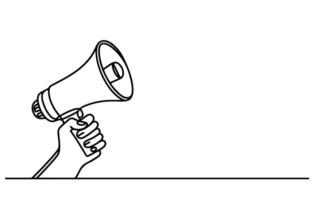 AI generated One continuous line drawing of hand holding a megaphone outline doodle vector illustration on white background