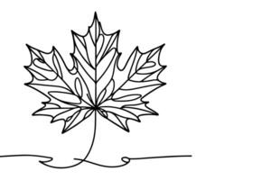 AI generated Continuous one black line drawing maple leaf icon outline doodle vector illustration