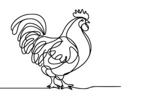AI generated Continuous one line drawing chicken or hen outline doodle linear vector on white background