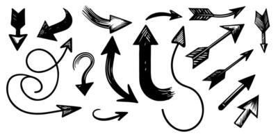 AI generated Hand drawn curved arrows design elements of scribble lines outline doodle vector illustration