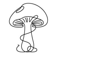 AI generated Continuous one black line drawing mushroom outline doodle vector illustration