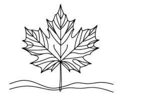 AI generated Continuous one black line drawing maple leaf icon outline doodle vector illustration