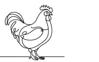 AI generated Continuous one line drawing chicken or hen outline doodle linear vector on white background