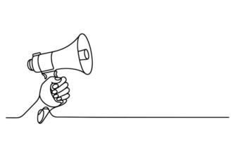 AI generated One continuous line drawing of hand holding a megaphone outline doodle vector illustration on white background