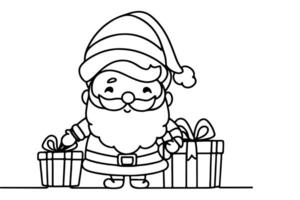 AI generated ne Continuous black line art drawing of Merry Christmas tree. Hand drawn of Santa Claus outline doodle vector illustration