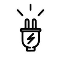 AI generated Continuous one line drawing Electric plug and Electricity light sign icon outline doodle vector illustration on white background