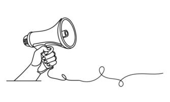 AI generated One continuous line drawing of hand holding a megaphone outline doodle vector illustration on white background