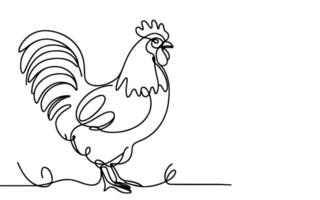 AI generated Continuous one line drawing chicken or hen outline doodle linear vector on white background