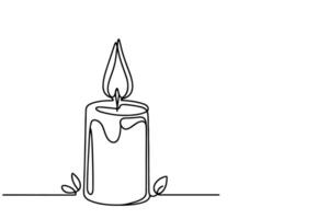 AI generated Continuous one black line drawing of candle light outline doodle vector illustration isolated on white background.