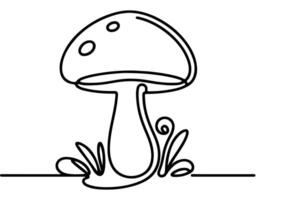 AI generated Continuous one black line drawing mushroom outline doodle vector illustration