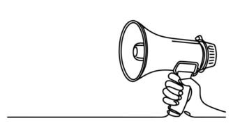 AI generated One continuous line drawing of hand holding a megaphone outline doodle vector illustration on white background