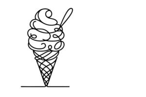 AI generated Continuous one black line drawing of ice cream icon outline doodle summer concept vector illustration on white background