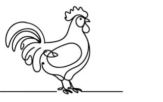 AI generated Continuous one line drawing chicken or hen outline doodle linear vector on white background