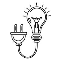 AI generated Continuous one line drawing Electric plug and Electricity light sign icon outline doodle vector illustration on white background