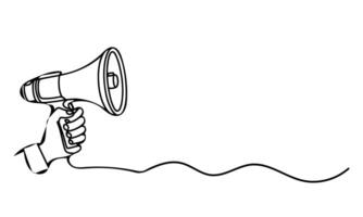 AI generated One continuous line drawing of hand holding a megaphone outline doodle vector illustration on white background