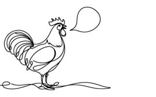 AI generated Continuous one line drawing chicken or hen outline doodle linear vector on white background