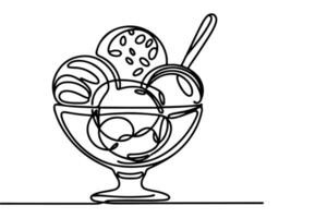 AI generated Continuous one black line drawing of ice cream icon outline doodle summer concept vector illustration on white background