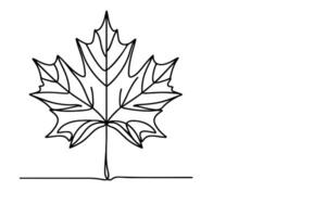 AI generated Continuous one black line drawing maple leaf icon outline doodle vector illustration