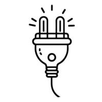 AI generated Continuous one line drawing Electric plug and Electricity light sign icon outline doodle vector illustration on white background