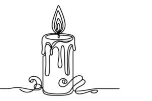 AI generated Continuous one black line drawing of candle light outline doodle vector illustration isolated on white background.