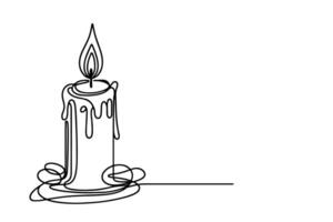 AI generated Continuous one black line drawing of candle light outline doodle vector illustration isolated on white background.