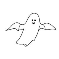 AI generated one Continuous black line drawing of ghost Halloween concept outline doodle vector illustration on white background