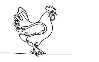 AI generated Continuous one line drawing chicken or hen outline doodle linear vector on white background