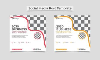 Business conference banner template. Webinar and business conference social media post template. vector