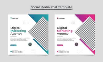 Digital marketing agency social media post design template. vector