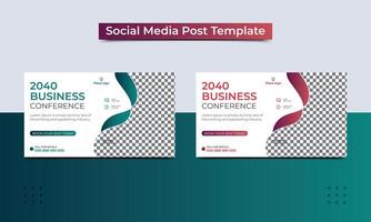 Webinar Business conference invitation concept modern horizontal web banner design. Template for banner, web page development, banner, social media post design, web banner design. vector